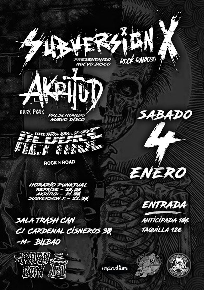 Subversión X + Akritud + Reprise el 4 de enero en Madrid