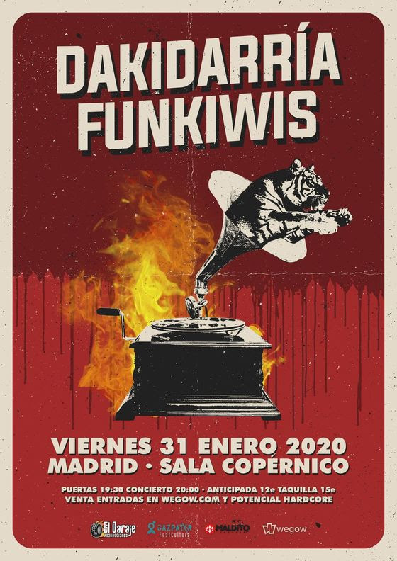 Dakidarría + Funkiwis en Madrid el 31 de Enero