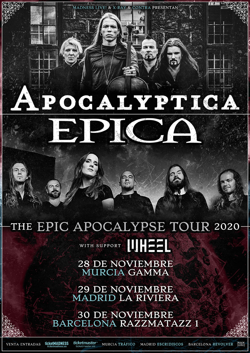 APOCALYPTICA estará actuando en España junto a EPICA y WHEEL en noviembre