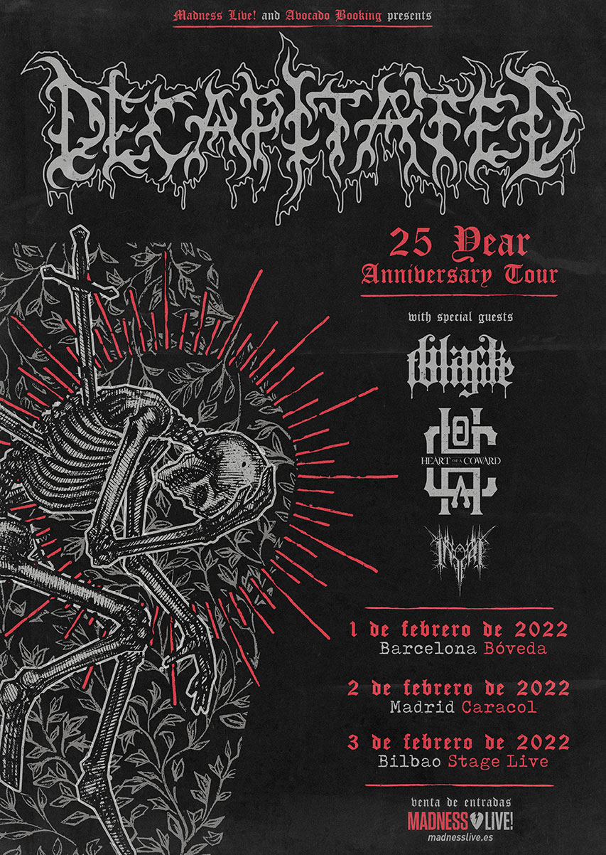 Decapitated + Black Tongue + Heart Of A Coward + Inferi de gira por España en febrero de 2022