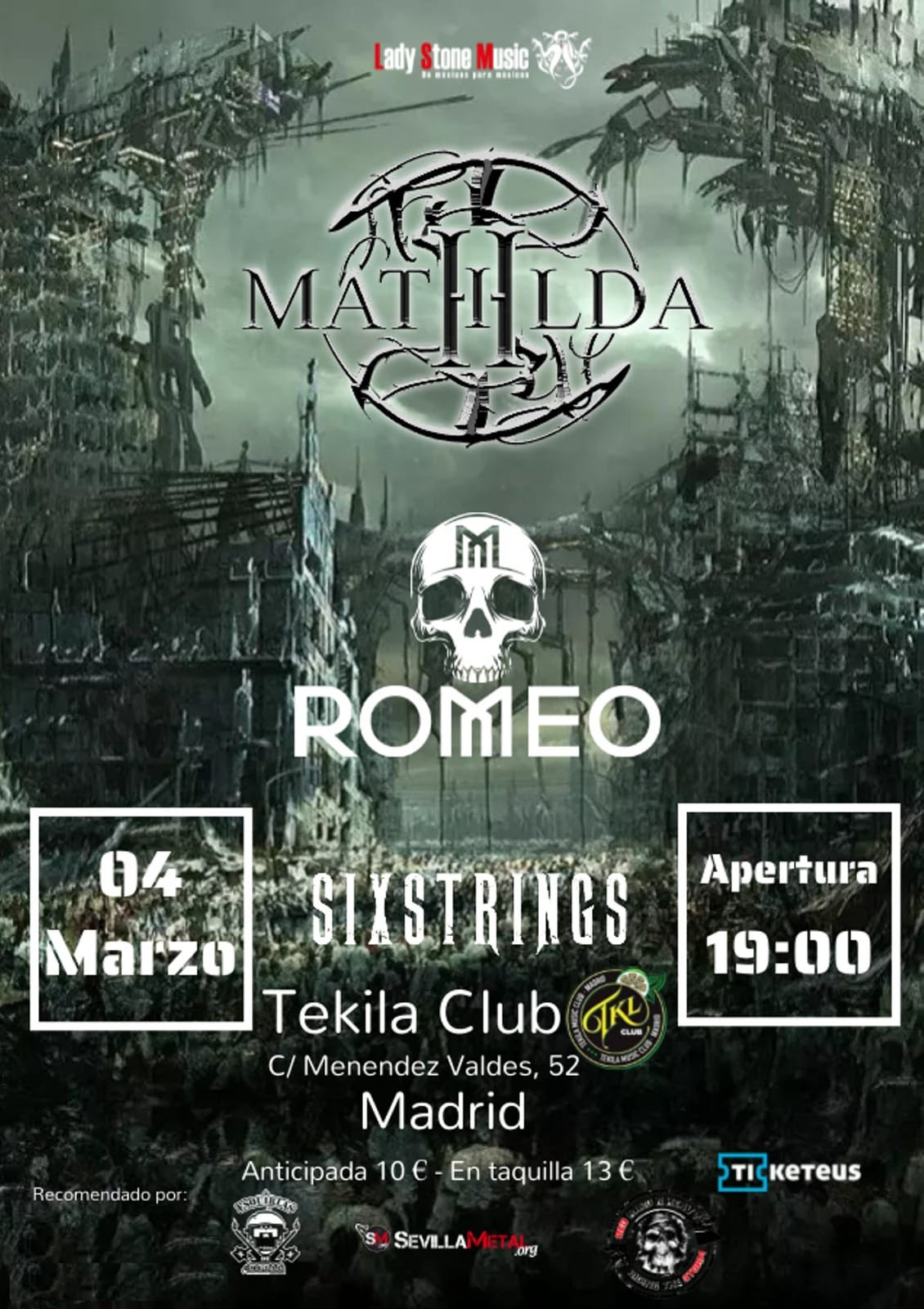 MATHILDA + ROMEO + SIXSTRINGS en directo en Madrid el 4 de marzo
